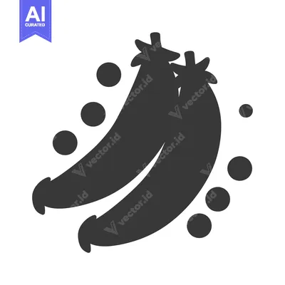 Premium design asset: Two Bananas with Stems and Black Dots Surrounding Them