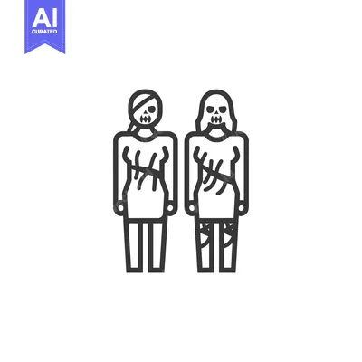 Two Bandaged Skeletons Standing Together