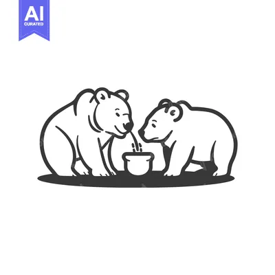Two Bears Sharing a Pot of Liquid