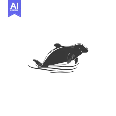 Aset premium populer: A Black and White Silhouette of a Dolphin Leaping Out of the Water