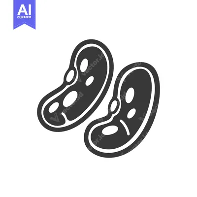 Two Black and White Bean-Shaped Icons