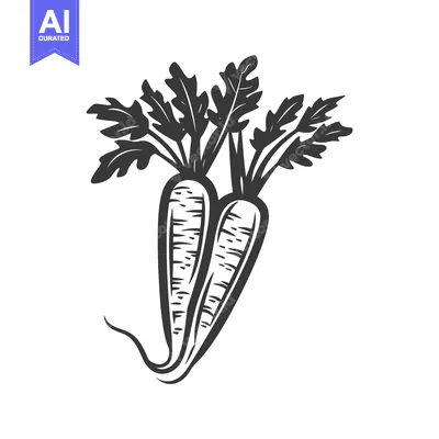 Aset premium populer: Two Black and White Carrots with Greens