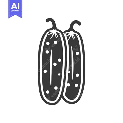 Two Black and White Cartoon Cucumbers