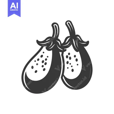Two Black and White Eggplant Illustrations