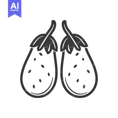 Two Black and White Eggplant Silhouettes