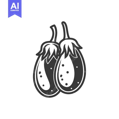 Two Black and White Eggplants with Stems