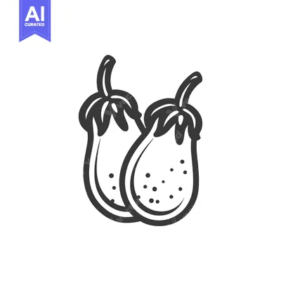 Two Black and White Eggplants with Stems