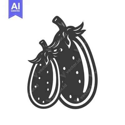 Two Black and White Eggplants with Stems
