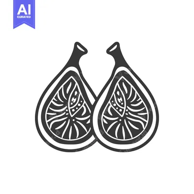 Two Black and White Figs Cut in Half