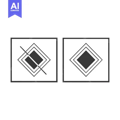 Two Black and White Geometric Shapes in Squares