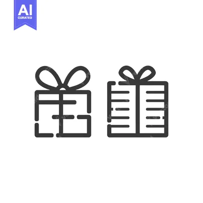Two Black and White Line Drawings of Gift Boxes