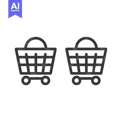Two Black and White Line Drawings of Shopping Carts