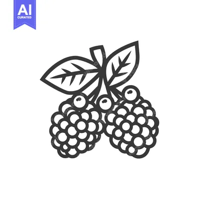 Two Blackberries with a Leaf Stem
