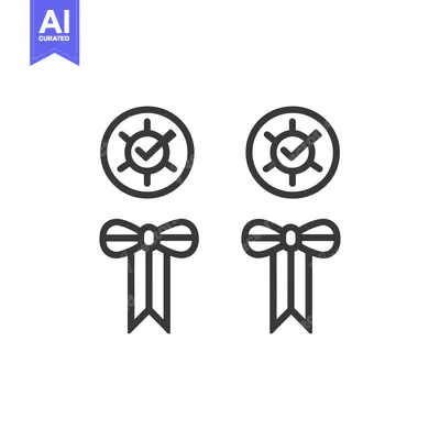 Aset premium populer: Two Black Line Icons of a Check Mark Inside a Circle With Spokes and R