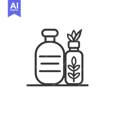 Popular premium asset: Two Bottles with Plant Icon on White Background