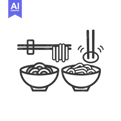 Two Bowls of Noodles with Chopsticks