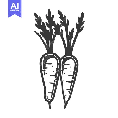 Aset premium populer: Two Carrots with Green Tops in Silhouette