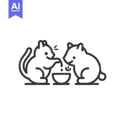 Two Cartoon Animals Sharing a Bowl