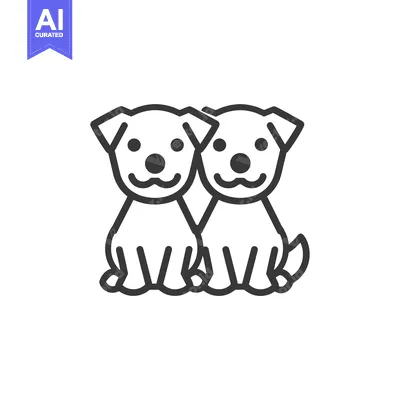 Aset desain premium: Two Cartoon Dogs Sitting Side-by-Side