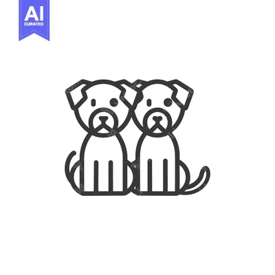 Popular premium asset: Two Cartoon Dogs Sitting Side-by-Side