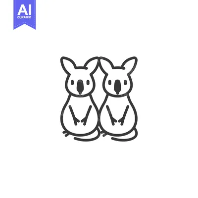 Two Cartoon Koalas Sitting Side-by-Side