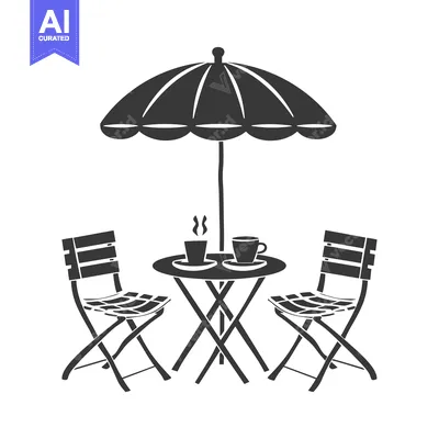 Two Chairs, A Table, and an Umbrella for Outdoor Dining
