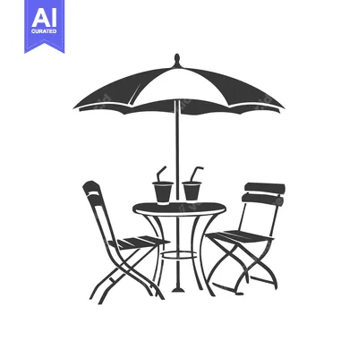 Two Chairs, Table, Umbrella, and Drinks