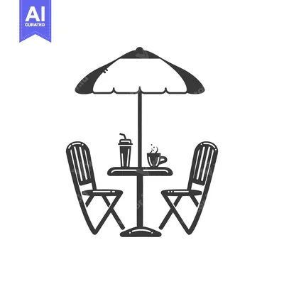 Two Chairs, Table, Umbrella, and Drinks Under a Parasol