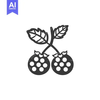 Premium design asset: Two Cherries with Stem and Leaves