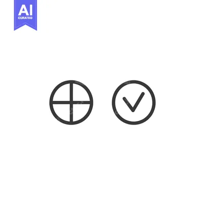 Two Circular Icons with a Plus Sign and a Checkmark