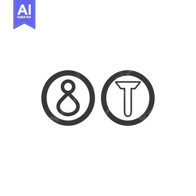 Two Circular Icons with Line Art Symbols