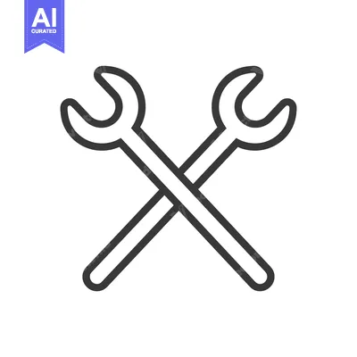 Two Crossed Wrenches Line Art Icon