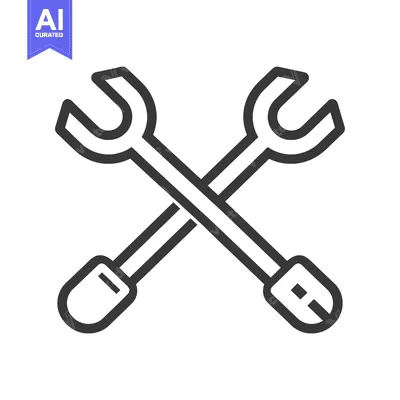 Two Crossed Wrenches with Rounded Handles