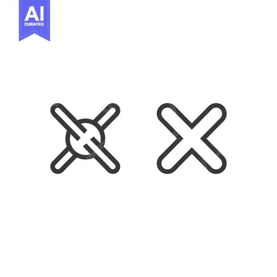 Two Cross Shapes with Circle Inside One and Thick Lines on Both