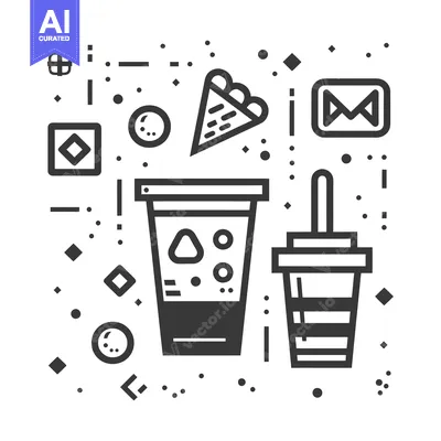 Two Cups of Coffee with Geometric Shapes and a Cone