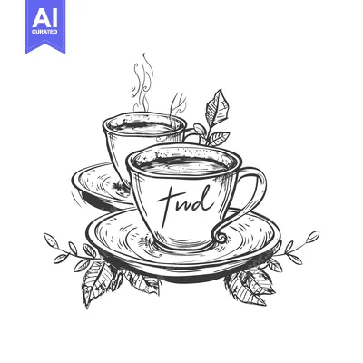 Aset premium populer: Two Cups of Hot Tea with Steam and Tea Leaves