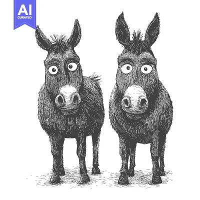 Two Donkeys with Big Eyes and a Furry Coat