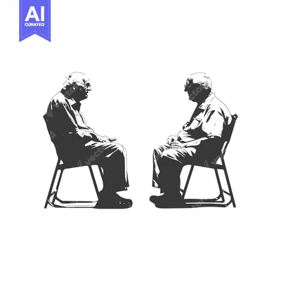 Aset premium populer: Two elderly men in chairs facing each other