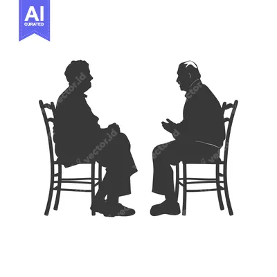 Aset premium populer: Two Elderly Men Sitting in Chairs Facing Each Other