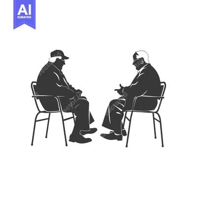 Two Elderly Men Sitting in Chairs Facing Each Other