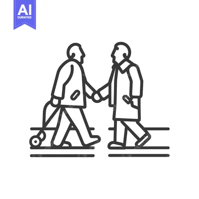 Two Elderly Men Walking Hand-in-Hand, One with a Walker