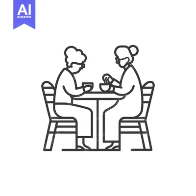 Aset premium populer: Two Elderly People Sitting at a Table and Eating