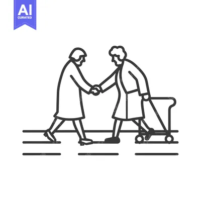 Popular premium asset: Two Elderly People Walking Together, One Using a Walker
