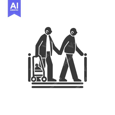 Aset premium populer: Two Elderly People Walking with One Holding a Baby Stroller