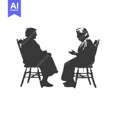 Two Elderly Women Sitting in Chairs Facing Each Other
