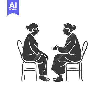 Two Elderly Women Sitting on Chairs and Talking