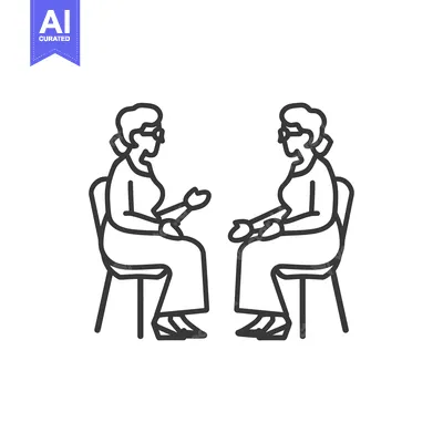 Aset premium populer: Two Elderly Women Sitting on Chairs Facing Each Other