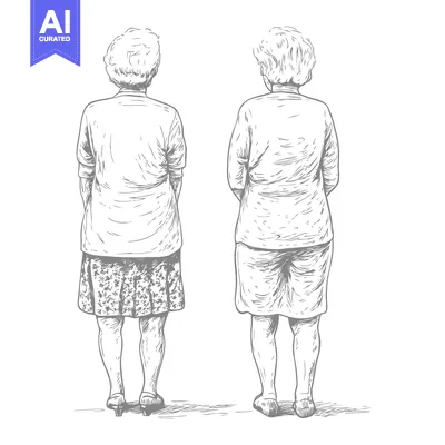 Aset premium populer: Two Elderly Women Walking Away From The Viewer