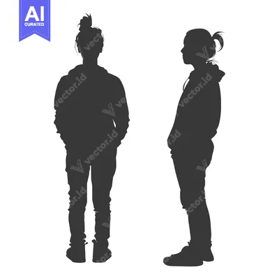 Two Female Silhouettes Standing Back to Back