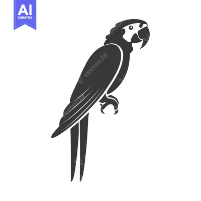 A Black and White Silhouette of a Parrot